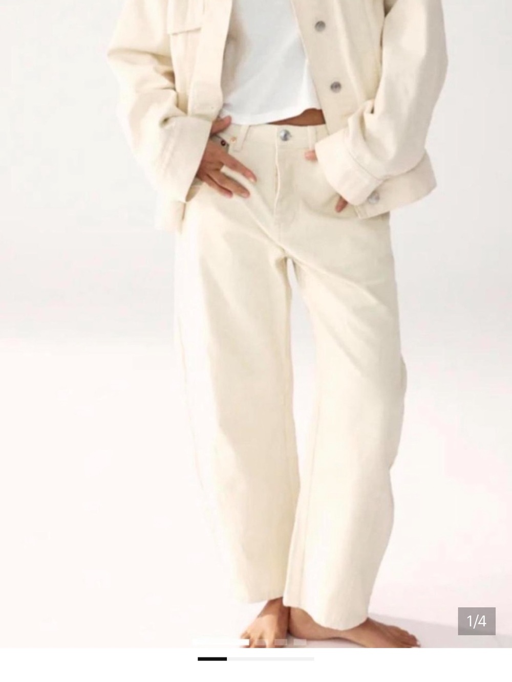 PARKE horseshoe barrel jeans in off white